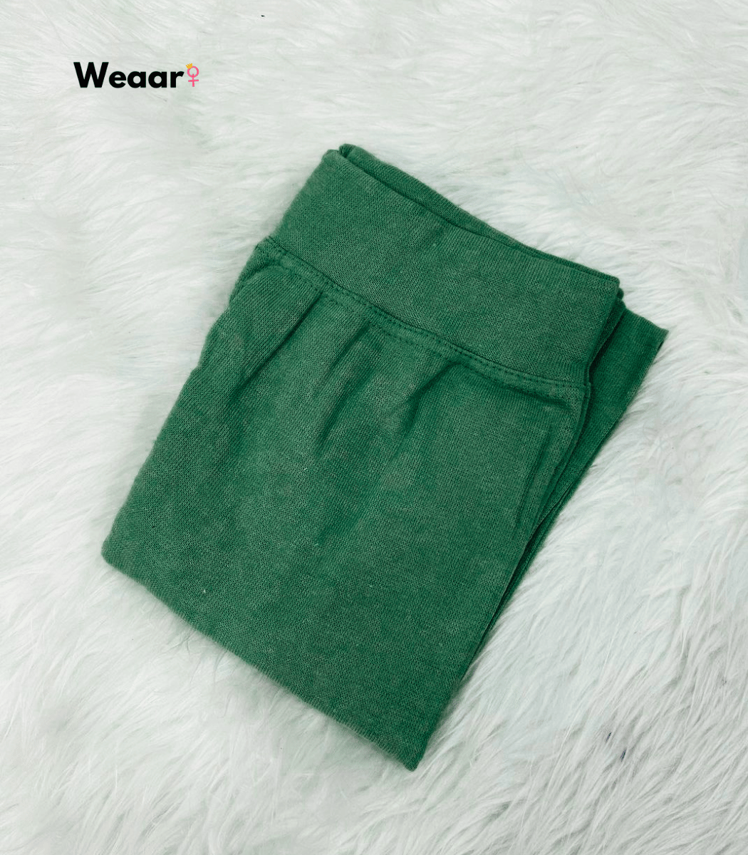 Women Bottle Green Colour Slim-Fit Full Length Stretchable Plain ...